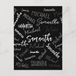Två namn par mönster monogram svart grått vitt vykort