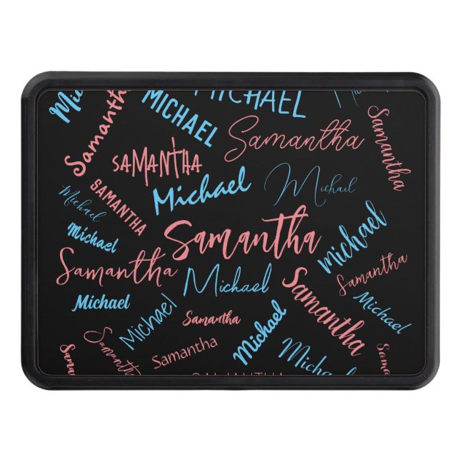 Två namn par mönster monogramblå ljus rosa dragkroksskydd (Framsidan)