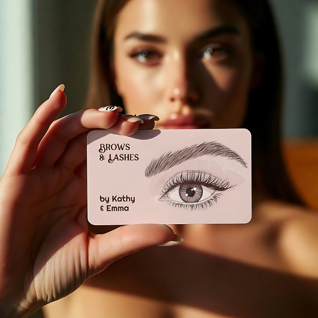 Två Namn-streck Visitkort (Two Names Brows Lashes Business Cards)