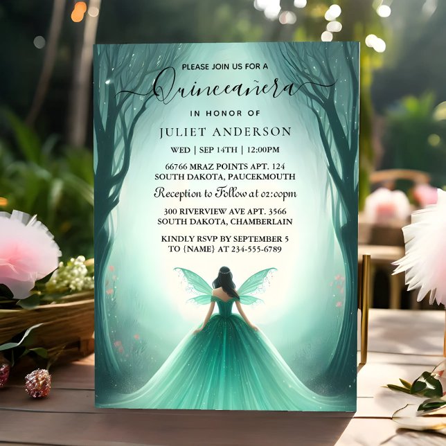 Två naturområden Träd Witch stormar Quinceanera Inbjudningar (Skapare uppladdad)