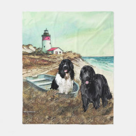 Två Newfs och Boat Fleece Blanket