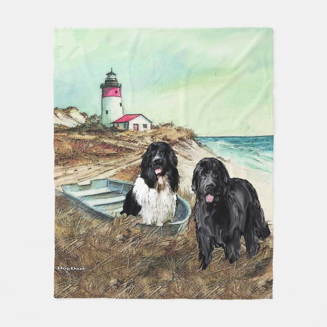 Två Newfs och Boat Fleece Blanket (Framsidan)