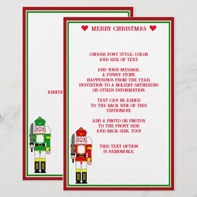 Två Nutcracker Soldiers jul Brevpapper (Fram/baksida)