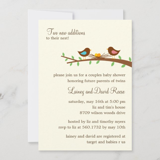 Två nya Twillingar för spädbarnsskor Inbjudningar (Framsida)