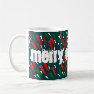 Två nyanser av grönt plus rött vitt God jul Kaffemugg
