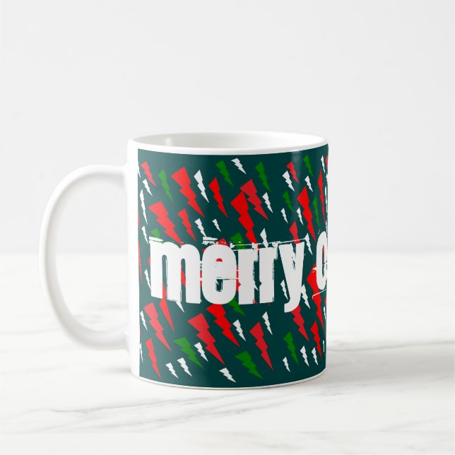Två nyanser av grönt plus rött vitt God jul Kaffemugg (Vänster)