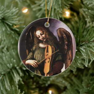 Två olika Änglar per Leonardo da Vinci Julgransprydnad Keramik