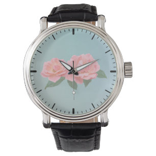 Två ömtåliga Rosa ros Armbandsur