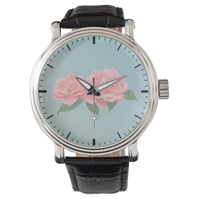 Två ömtåliga Rosa ros Armbandsur (Framsida)