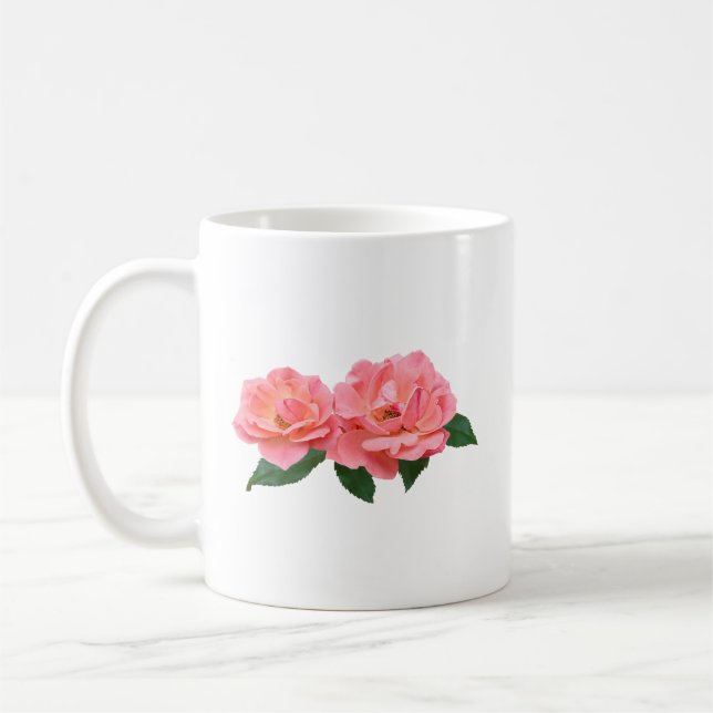 Två ömtåliga Rosa ros Kaffemugg (Vänster)