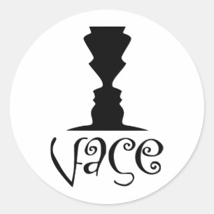 Två optiska Illusion i Ansikte eller Vas Runt Klistermärke