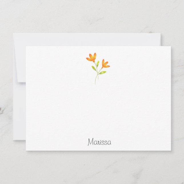 Två Orangar vattenfärgsblommor Anteckningskort (Framsida)