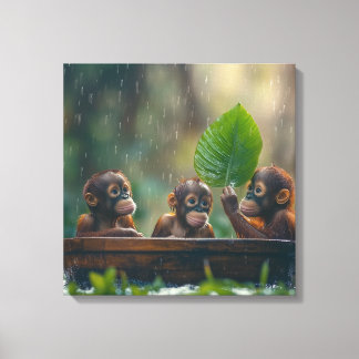 Två orangutans Baby Canvastryck