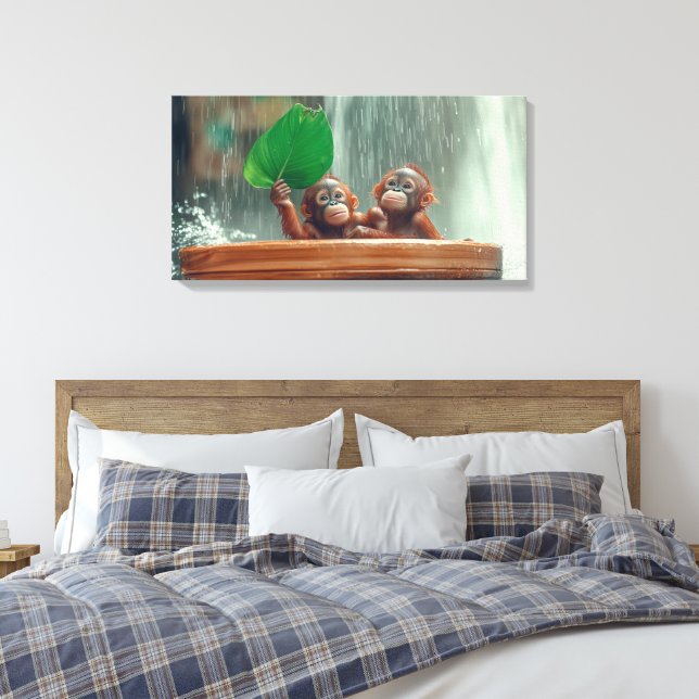 Två orangutans Baby Canvastryck (Insitu (sovrum))
