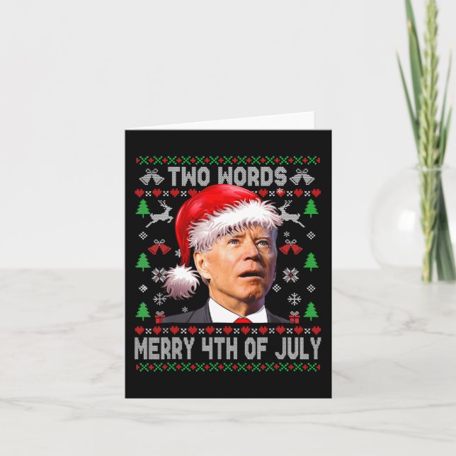 Två Ord Merry 4:e juli Joe Biden jul Kort (Framsida)