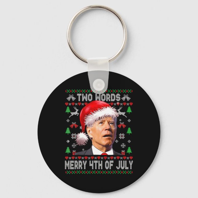 Två Ord Merry 4:e juli Joe Biden jul Nyckelring (Framsida)