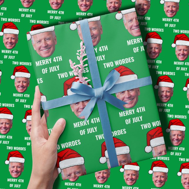 Två Ord Merry 4:e juli Joe Biden jul Presentpapper (Skapare uppladdad)