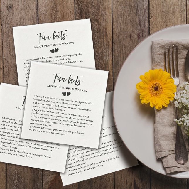 Två örter Cute Romantic Roligt Facts Bröllop Pappersservett (Skapare uppladdad)