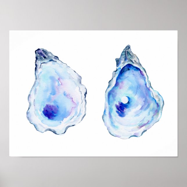 Två ostron-snäckor med pärlutskrift poster (Framsidan)