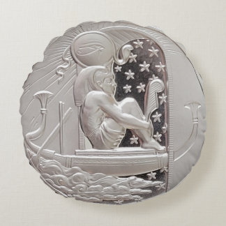 Två Ounce Silver Ra och Scarab Rund Kudde