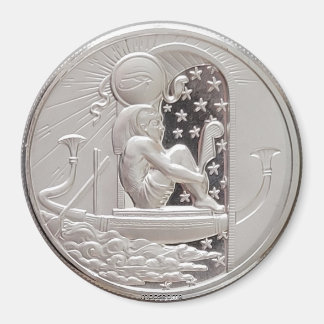 Två Ounce Silver Ra Round Magnet