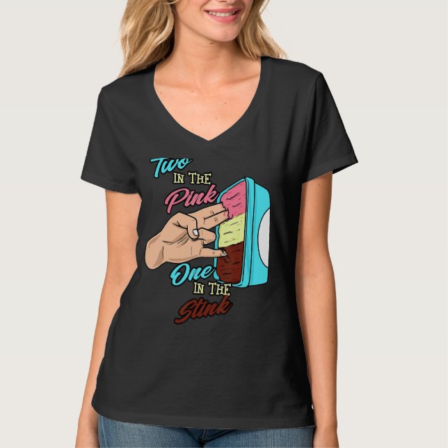 Två på Rosa ett på randen T Shirt (Framsida)