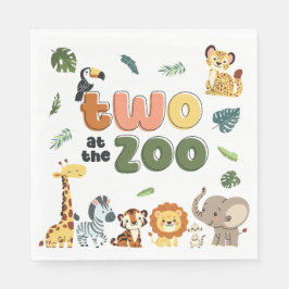 Två på Zoo Safari Animal Födelsedagsfest Pappersservett