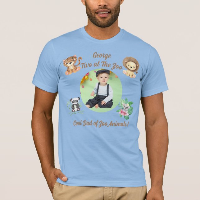 Två på Zoo Safari Djur i djungeln Födelsedag Pappa T Shirt (Framsida)