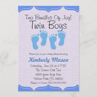 Två paket med Joy Twin Boys Baby Shower Inbjudan