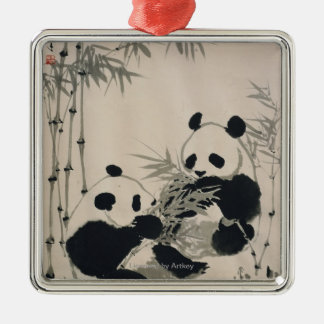 Två Pandas Julgransprydnad Metall