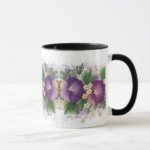 Två Pansies… som är tänkande av dig! Mugg