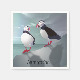Två Pappra blöjor för Puffins-design Pappersservett