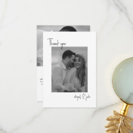 Två par B/W-foton Bröllop-meddelande Tack Kort