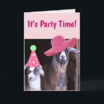 Två Party Goats Funny Birthday Kort<br><div class="desc">Eli och Abby är redo till party! De här två nötgetterna är klädda och vill önska någon speciell ett Grattis på födelsedagen! Anpassa med dina egna budskap och låt festligheterna börja! Perfekt fånig hälsning för get/djurälskaren. Foton ©Christine Greenspan. Licensierad födelsedagsgrafik.</div>