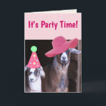 Två Party Goats Funny Birthday Kort<br><div class="desc">Eli och Abby är redo till party! De här två nötgetterna är klädda och vill önska någon speciell ett Grattis på födelsedagen! Anpassa med dina egna budskap och låt festligheterna börja! Perfekt fånig hälsning för get/djurälskaren. Foton ©Christine Greenspan. Licensierad födelsedagsgrafik.</div>