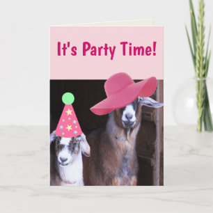 Två Party Goats Funny Birthday Kort