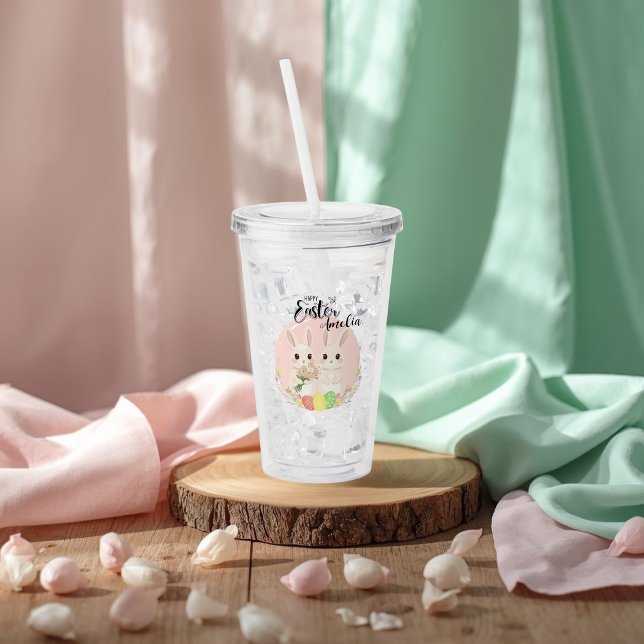 Två påskharar Personlig Akryl Tumbler Take Away Mugg (Skapare uppladdad)