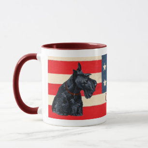 Två patriotiska skotska terrier mugg