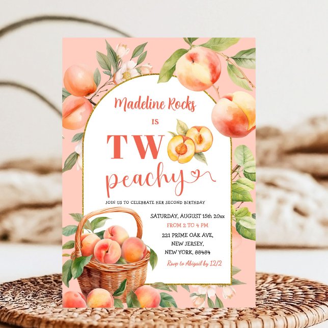 Två peachy Summer Girl Peach Theme andra födelseda Inbjudningar (Skapare uppladdad)