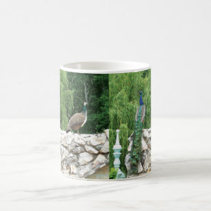 Två Peacock Garden Photo White Mugg