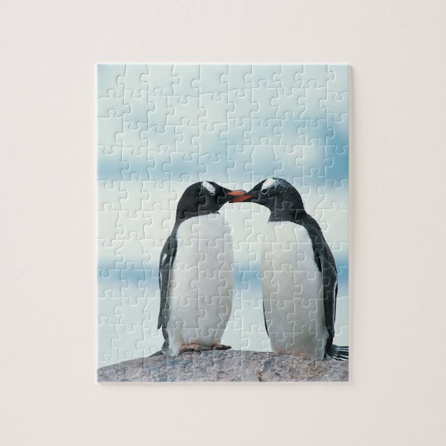 Två Penguins touchbeaks Pussel (Vertikal)