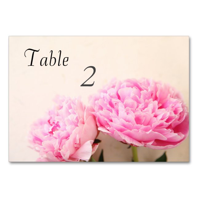 Två peoniers rosa bordsnummer (Framsidan)