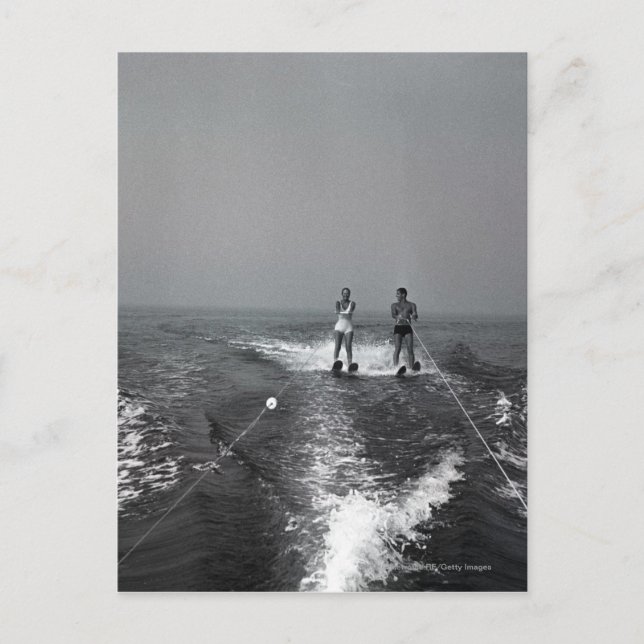 Två personer vattenskiing vykort (Framsida)