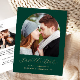 Två Photo Arch Emerald Grönt QR-kod Spara datum Vykort