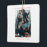 Två Photo Bright Red Snowfall School Julgransprydnad Keramik<br><div class="desc">Två Photo Bright Red Festive Minimalist Snowfall High School College Best Friend Snowfall jul-Helgdag Ceramic Ornamic</div>