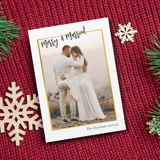 Två Photo Bröllop Merry-märkta julkort Inbjudningar (Skapare uppladdad)