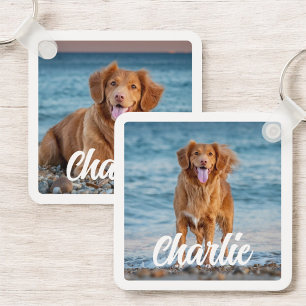 Två Photo Hund älskare Personlig Pet Keepsaké Nyckelring