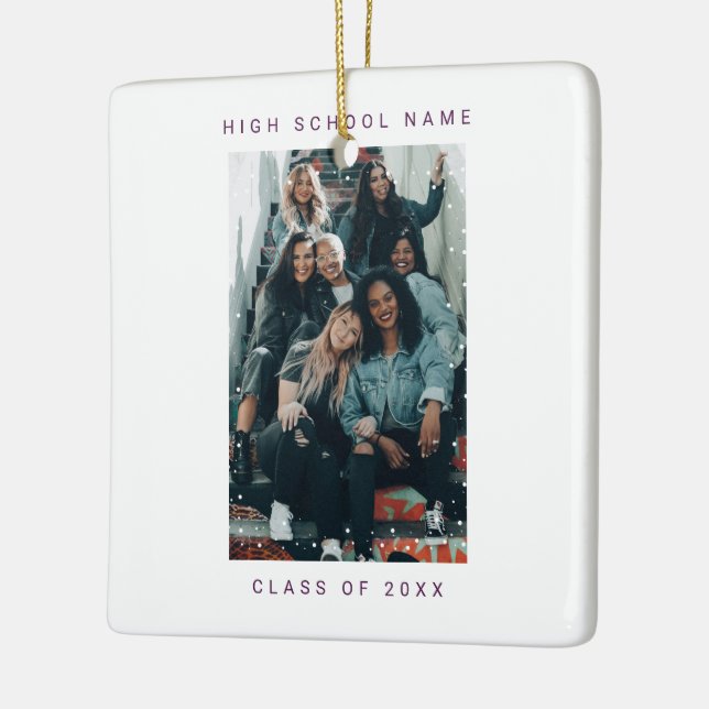 Två Photo Lila Snowfall School College Julgransprydnad Keramik (Vänster)