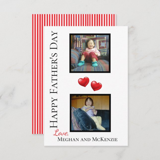 Två Photo Lycklig Fars dag-Personlig-kort Kort (Fram/baksida)