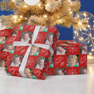 Två Photo Ram Snowflake Red God jul Presentpapper